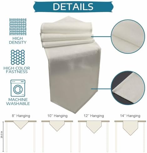 Cream Solid Color Table Runner Linen Burlap Table Runner 108 Inches