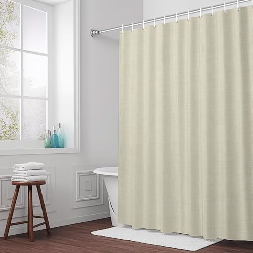 Cotton Linen Texture Shower Curtain 84 inches Extra Long Contemporary