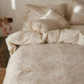 Linen Cotton Duvet Cover Queen Floral Jacquard Textured