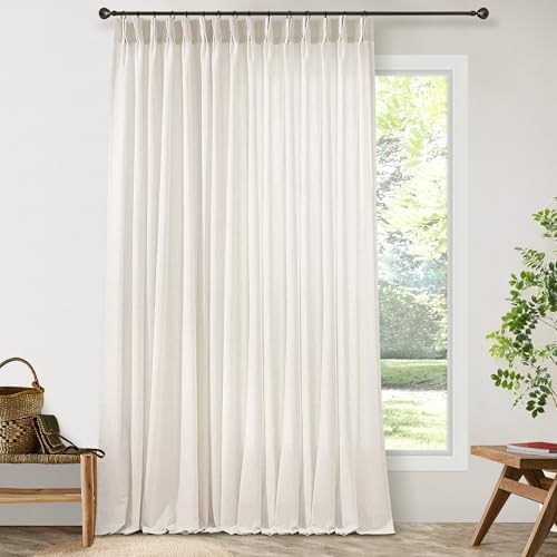 Linen Sheer Pleated Curtains 108 Inches Long 100 Inch Width Cream