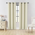 HUTO Beige Blackout Bedroom Curtains Panels 84 Inch - Energy Saving