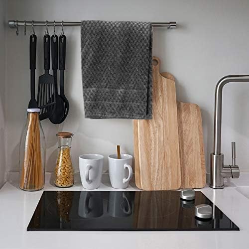 Gray & White Kitchen Dish Towels, 100% Cotton Dobby Weave Terry Towel