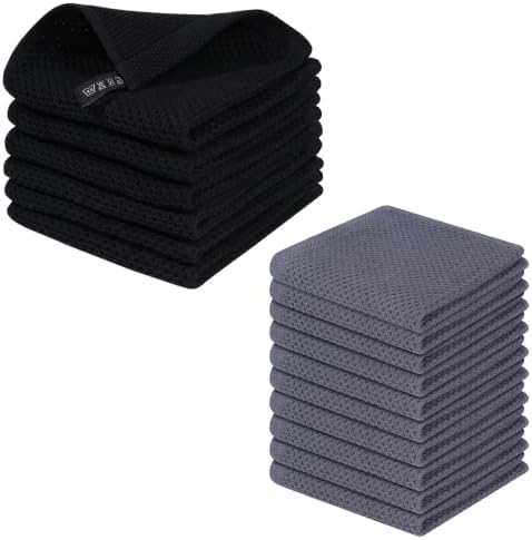 Homaxy 100% Cotton Waffle Weave Kitchen Dish Cloths, 12 x 12 Inches