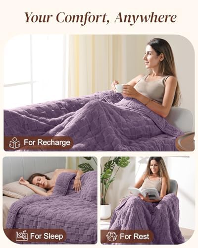 Kivik 20lbs Weighted Blanket for Adults, Checkered Fleece & Sherpa