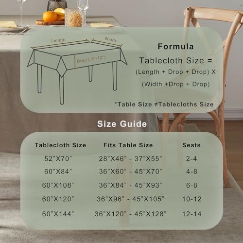 TOSMO 100% Linen Tablecloth, 60 x 108 Inch Rectangle Table Cloth