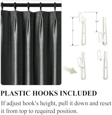 cololeaf Linen Curtains 84 inches Long Pinch Pleated Curtains Neutral