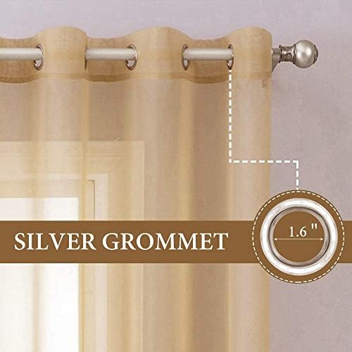 MIULEE 2 Panels Solid Color Taupe Brown Sheer Curtains Elegant Grommet