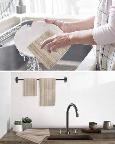 Abstract Beige Waffle Kitchen Towel Set of 3 Rustic Farmhouse