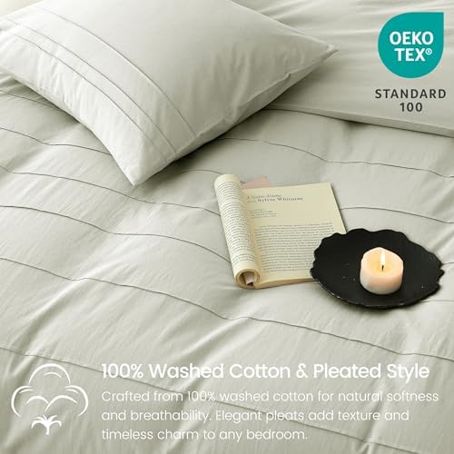 BISELINA 100% Washed Cotton Duvet Cover Set – Soft & Cozy Summer