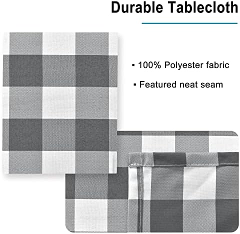 Hiasan Checkered Square Tablecloth 70 x 70 Inch, Grey and White