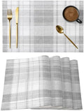 Cotton Linen Placemats for Dining Table Set of 8 Classic Buffalo Plaid