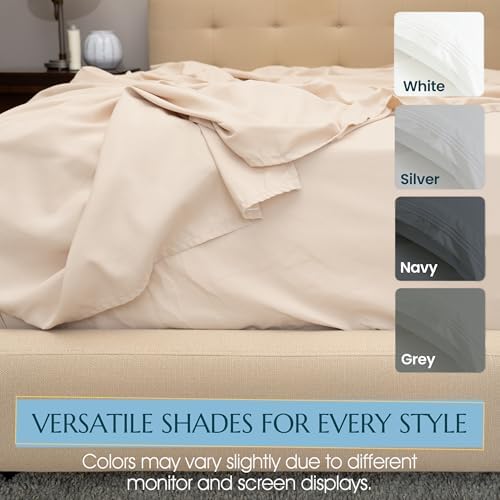 Full Size Bed Sheets, 4-Piece Soft Microfiber Sheets, Cream