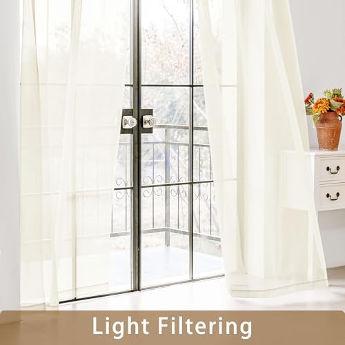 Ivory Sheer Curtains 96 Inches Long Rod Pocket