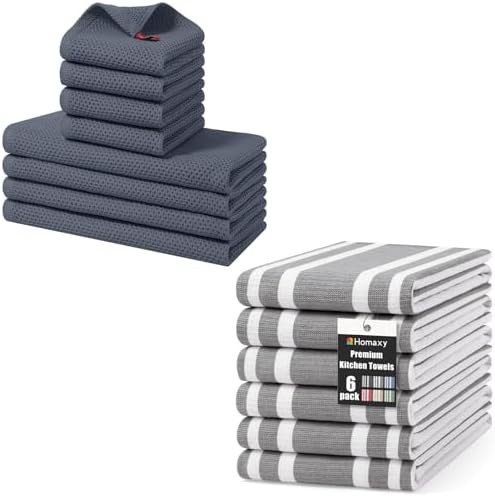 Homaxy 100% Cotton Dishcloths Set, 12 x 12 Inches and 13 x 28 Inches
