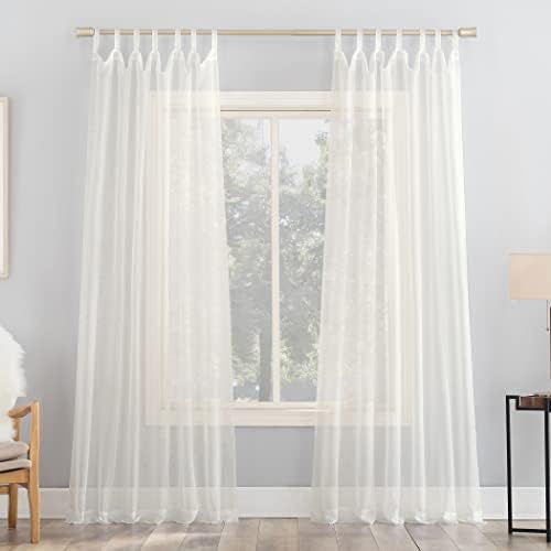 No. 918 Emily Sheer Voile Tab Top Curtain Panel, 59" x 63", Eggshell