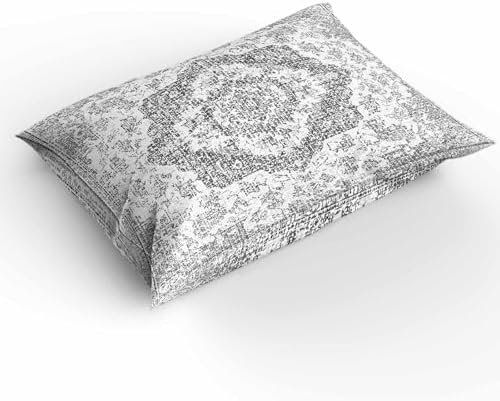 Duvet Cover Set Full, Gray Ethnic Flower Texture 3 Piece Bedding Set