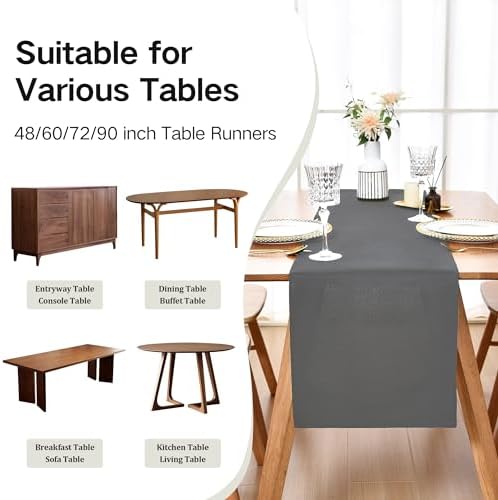 Wolkemer Farmhouse Grey Table Runner Dining Table Runners 48 Inches