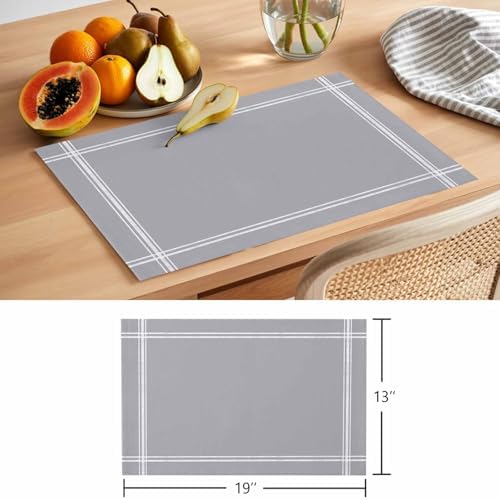 Cotton Linen Placemats for Dining Table Set of 8 Solid Color