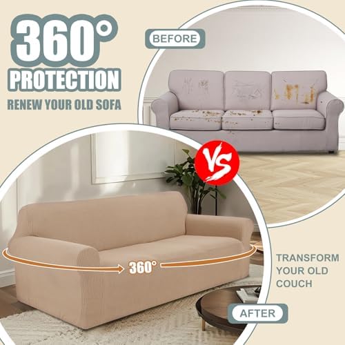 Stretch Couch Covers for Sofa Washable, Large, Camel