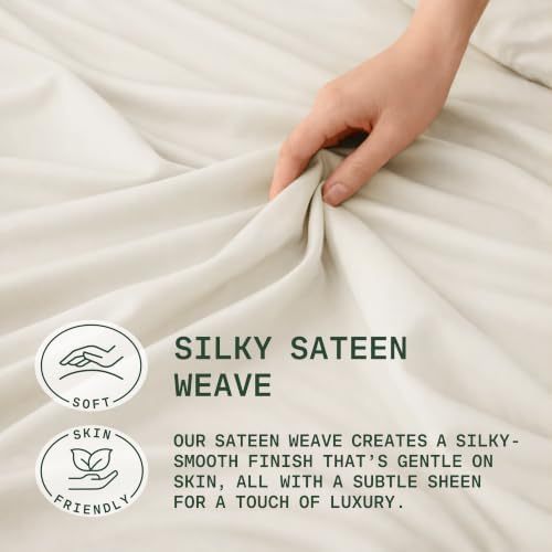 TRUE BAMBOO Sheets Set King Size - 21” Extra Deep Pocket - Light Beige