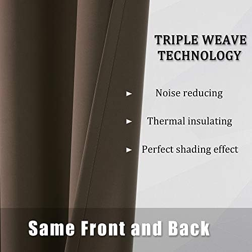DUALIFE Brown Curtains 72 Inch Length 2 Panels Coffee Color Curtains