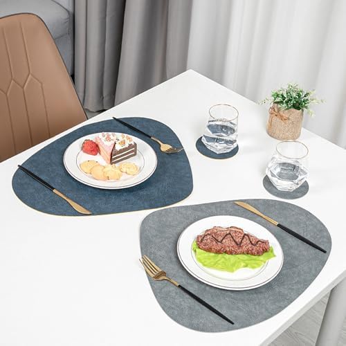 Daesar Placemats Set of 6, Waterdrop Table Mats Reversible Solid Color