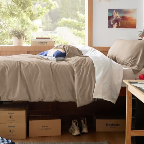 Bedsure Prewashed Twin Duvet Cover, Cotton-Like Bedding Set, Light