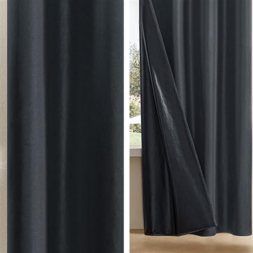 Blackout Curtains for Bedroom 108 Inch Long with Black Liner