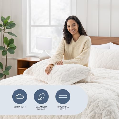 Berkshire Sherpa & Velvetloft Comforter Set King, Luxuriously Warm
