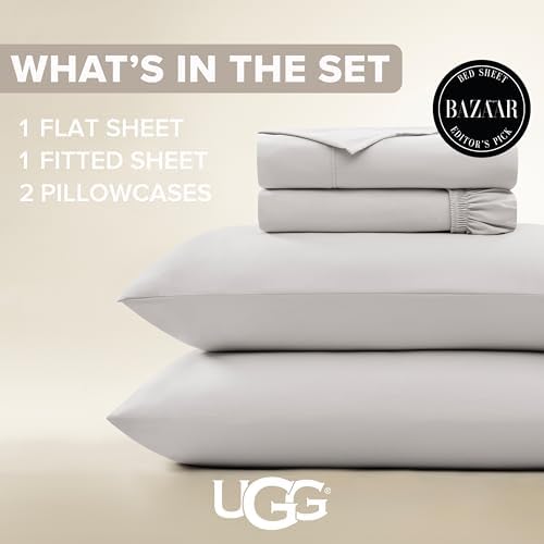 UGG Hedi Full Sheet Set, Luxury Cooling Sheets, 4-Piece, Grey