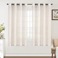 FantasDecor Linen Sheer Curtains 63 inch Length 2 Panels Set Light