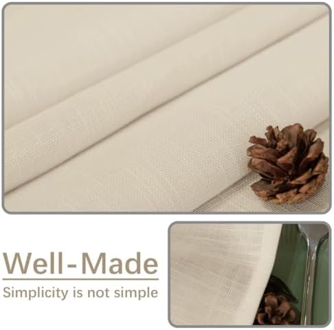 Natural Linen Rectangle Tablecloth, 2 Pack Slubby Textured Fall