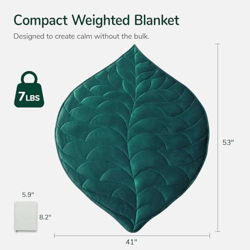 Kaisa Weighted Lap Blanket for Adults, 7 lbs 41" x 53", Leaf Pattern