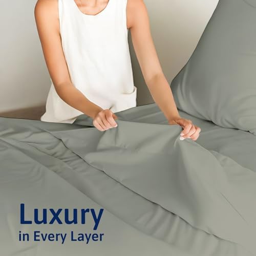 Cottingon Full Size Flat Sheet - 100% Cotton Sateen Top Sheet, Soft