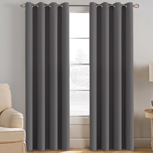H.VERSAILTEX Blackout Grey Curtains for Patio Door Thermal Insulated