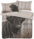 Highland Cow Duvet Cover Set King 104x90, Black Plaid Bedding