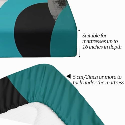 Fitted Sheet 3 Pieces Twin XL Size Modern Geometric Circles Themed Bed