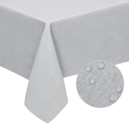Easy-Going Waterproof Faux Linen Tablecloth, Rectangle, 60x120in, Grey