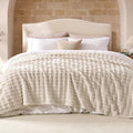 Lotus Karen 3D Bubble Fleece Blanket - Ultra Soft Fluffy Beige King