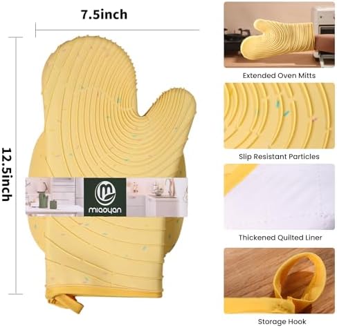 4 Pieces Oven Mitts and Pot Holders of Macaron Color Thickened