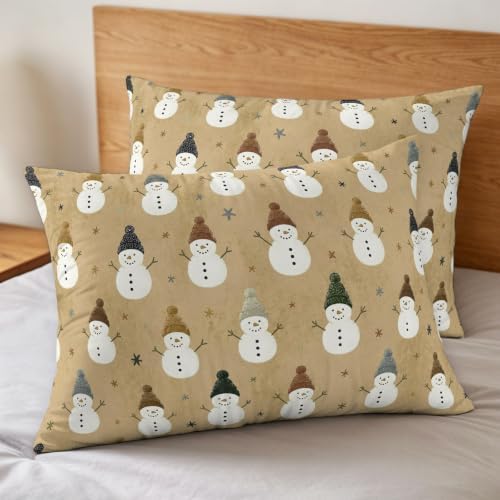 Snowman Christmas Duvet Cover Set 3 Pieces with Zipper Closure
