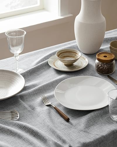 Farmhouse Linen Rectangular Tablecloth, Grey 54x108 Inch
