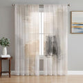 Brown Black Abstract Sheer Curtains 72 Inches Long, Modern Gradient