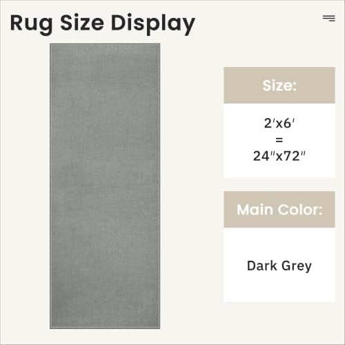 Soalmost 2x6 Runner Rug for Entryway, Dark Grey Washable Non Slip Rugs