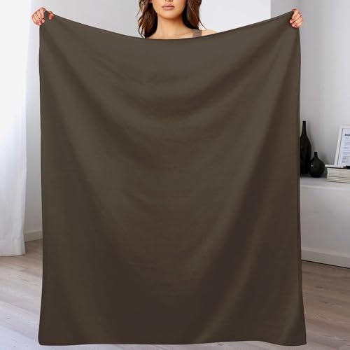 Soft Plush Blanket, Dark Gray-Brown Taupe Color Warm Cozy Throw