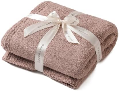 bearberry Knit Throw Blanket 60x80 Khaki Super Soft Plush for Couch