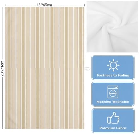 Khaki Stripe Kitchen Towels Set of 3, Water Absorbent Dish Towel