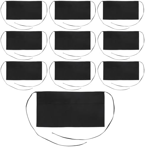 10 Pcs Waist Apron for Restaurant and Pub, 23.4 x 12 in Black Server