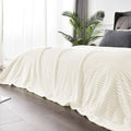 BEDELITE 3D Ribbed Jacquard Cream King Size Blankets for Bed, 108x90