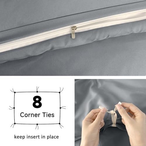 Mejoroom Gray Duvet Cover King - Comforter Cover - Soft and Breathable